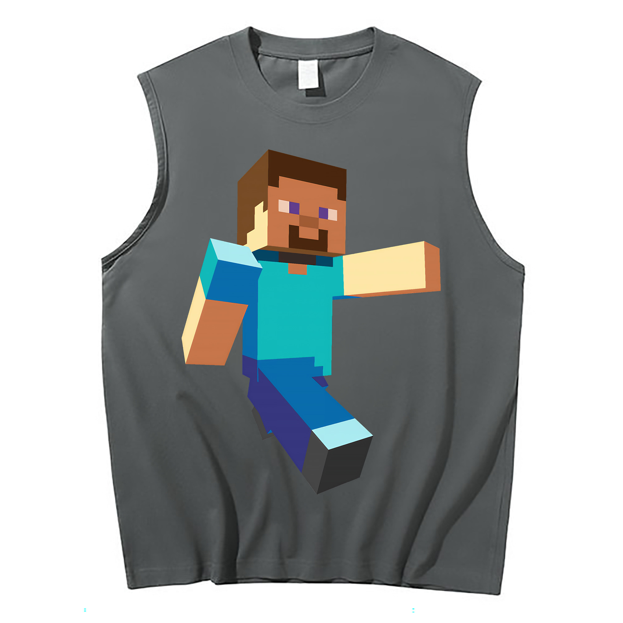 （画像用） マインクラフト ブロックの世界 Minecraft MC Block world コットン100％タンクトップ（フロントプリント）